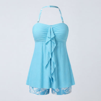 Hazel Prescott | Pleated Ruffle Tankini Top For Women