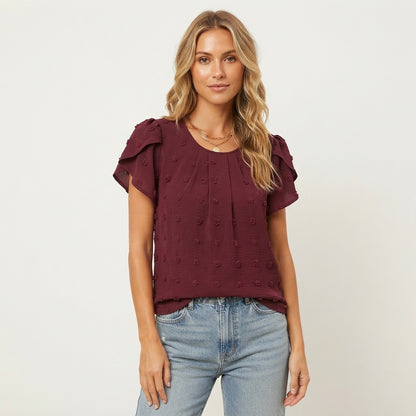 Willow Sheppard | Swiss Dot Blouse With Petal Sleeves