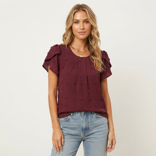 Willow Sheppard | Swiss Dot Blouse With Petal Sleeves