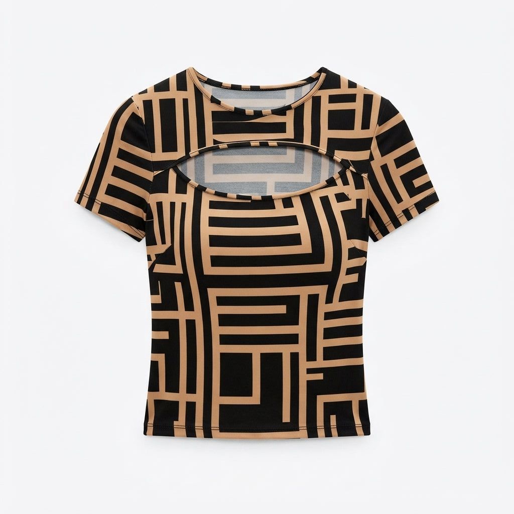 Talia Renshaw | Cut-Out Print T-Shirt For Women