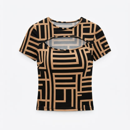 Talia Renshaw | Cut-Out Print T-Shirt For Women