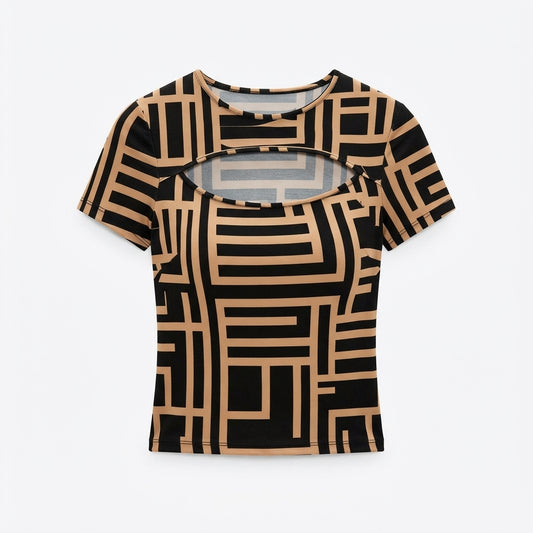 Talia Renshaw | Cut-Out Print T-Shirt For Women