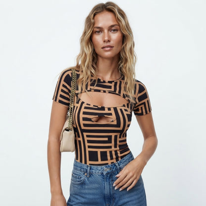 Talia Renshaw | Cut-Out Print T-Shirt For Women