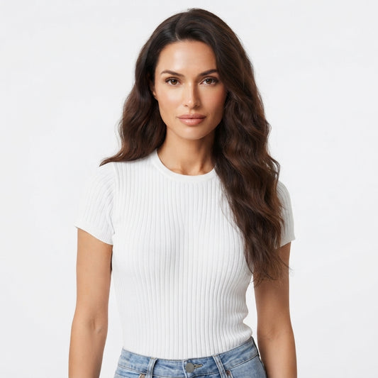 Tahlia Sheppard | Ribbed Knit V-Neck Top For Women