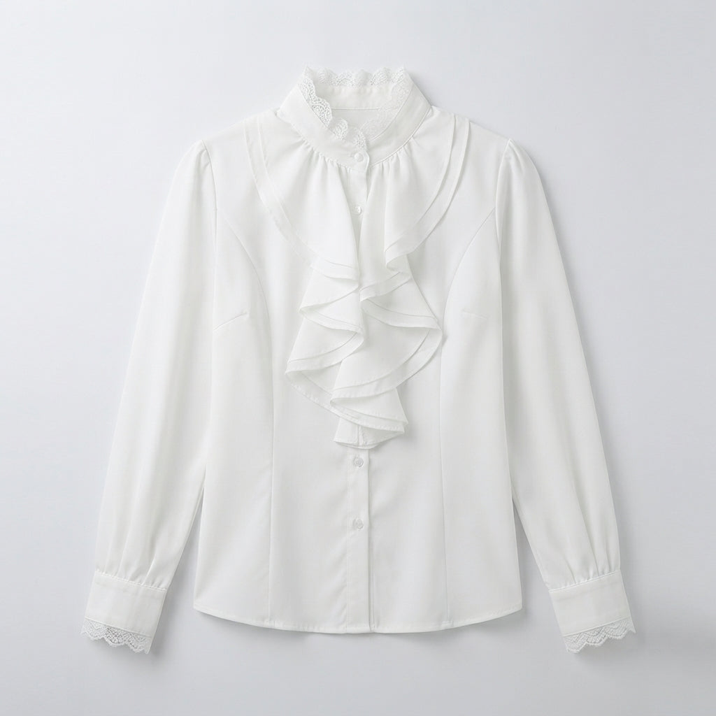 Verity Lansdowne | Ruffle Collar Blouse With Long Sleeves For Women