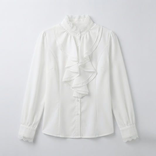 Verity Lansdowne | Ruffle Collar Blouse With Long Sleeves For Women