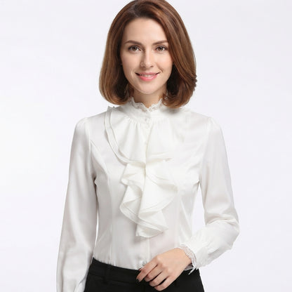 Verity Lansdowne | Ruffle Collar Blouse With Long Sleeves For Women