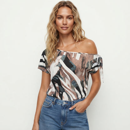 Bridie Hartnett | Off-Shoulder Graphic Print Blouse For Women