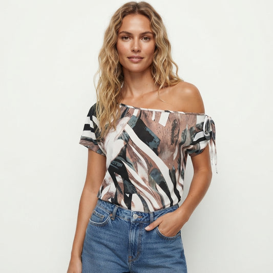 Bridie Hartnett | Off-Shoulder Graphic Print Blouse For Women