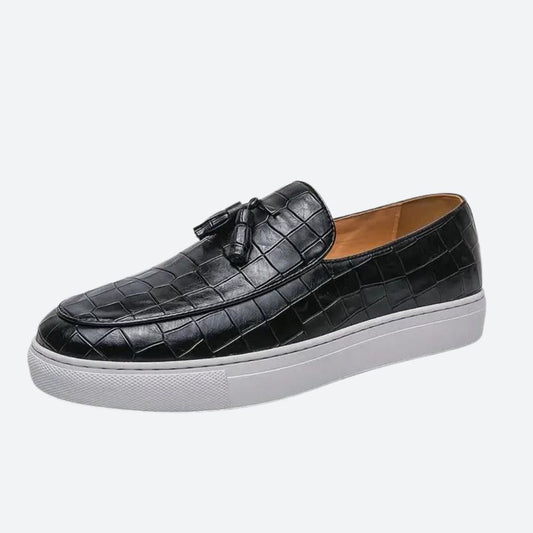 Hugo Kestrel | Black Croc Effect Slip On Sneakers For Men