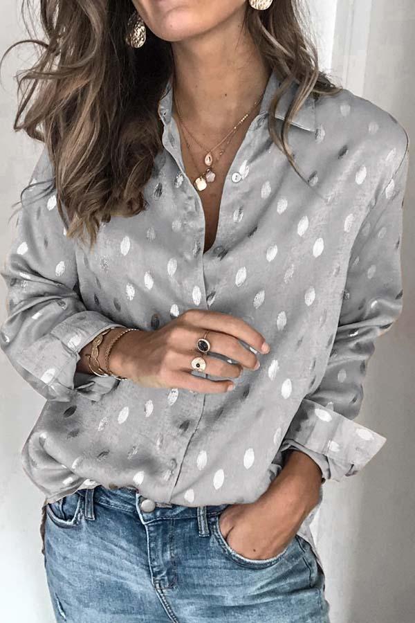Erin Calloway | Silver Dot Satin Blouse For Women