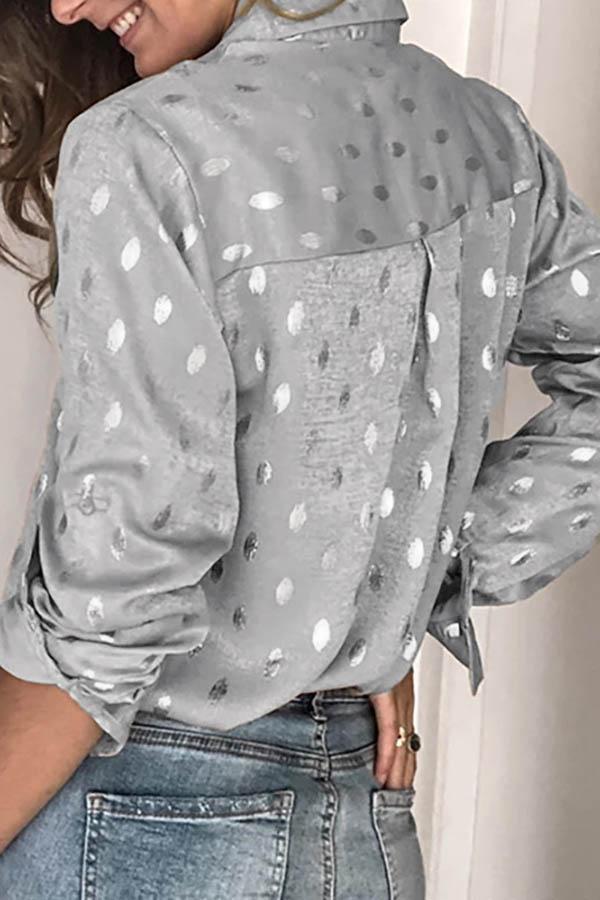 Erin Calloway | Silver Dot Satin Blouse For Women