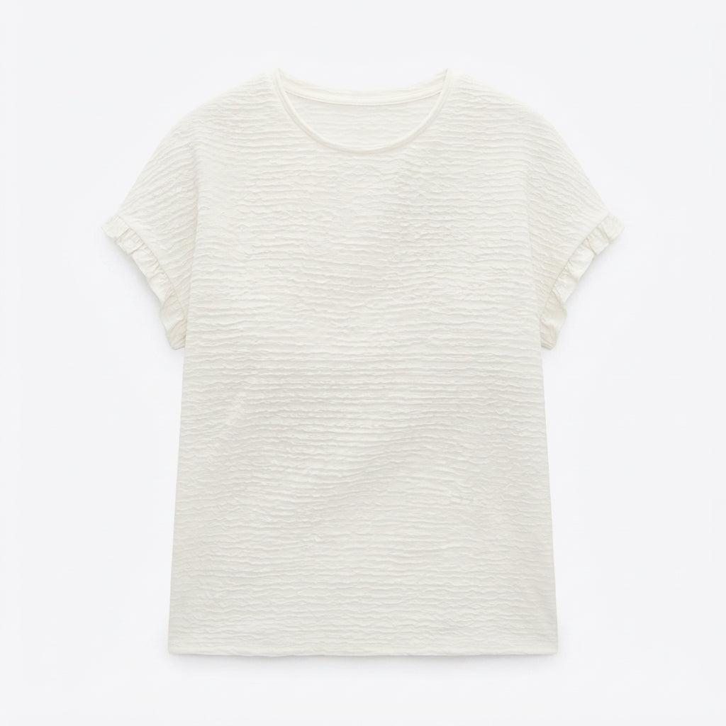 Rosalind Sharpe | Textured T-Shirt With Ruffle Sleeves For Women