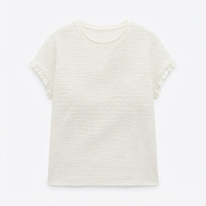 Rosalind Sharpe | Textured T-Shirt With Ruffle Sleeves For Women