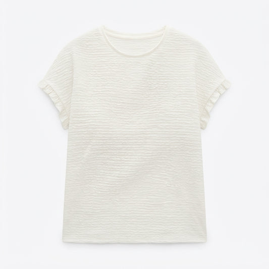 Rosalind Sharpe | Textured T-Shirt With Ruffle Sleeves For Women