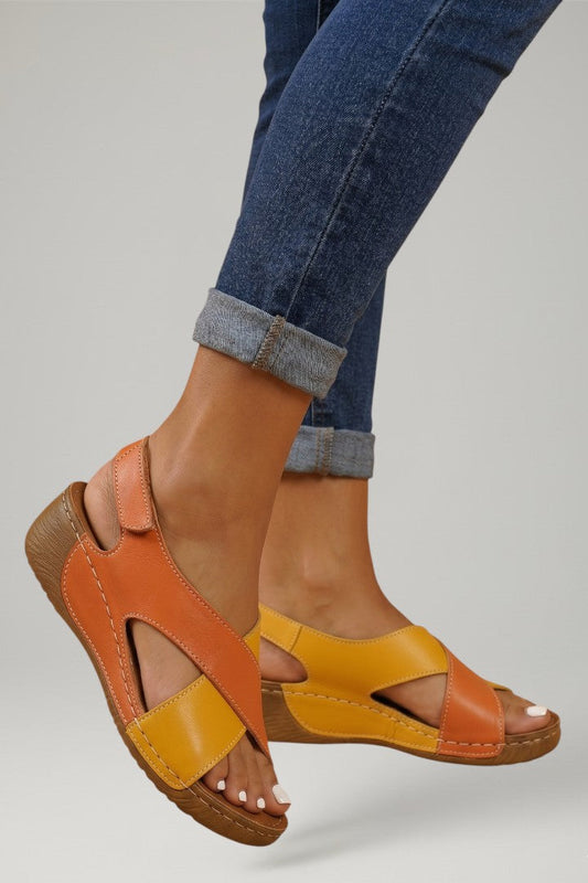 Brooke Ashcroft | Orange Toe Loop Wedge Sandals For Women