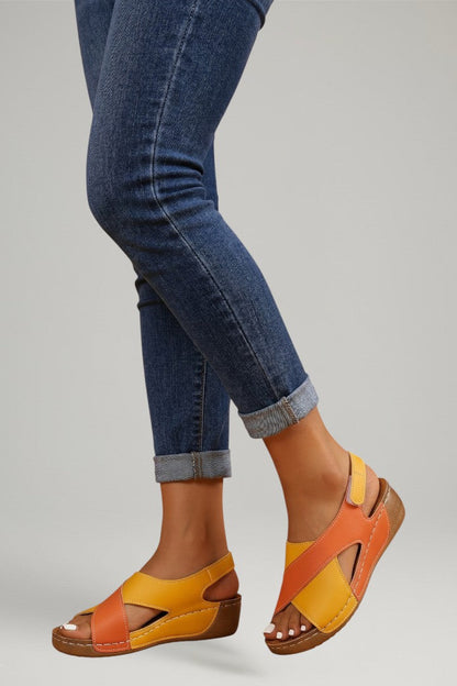 Brooke Ashcroft | Orange Toe Loop Wedge Sandals For Women
