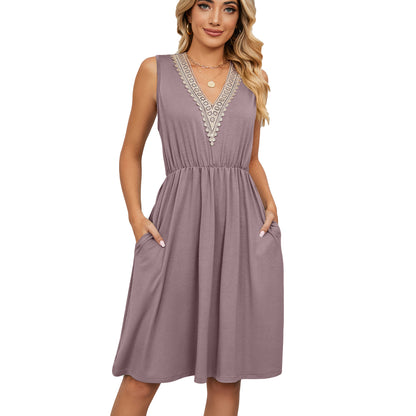 Isla Bennett | Lace Panel A-Line Midi Dress For Women