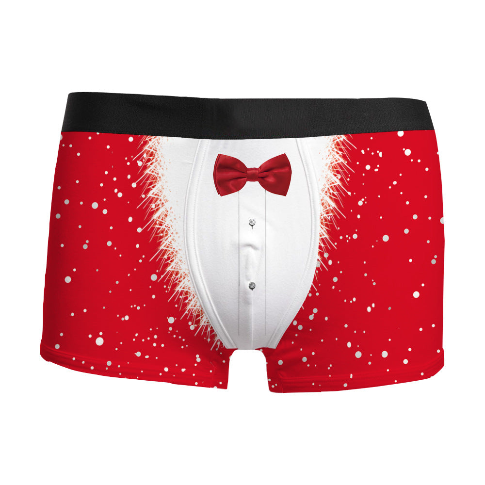 Silent Night | Red Snowman Print Christmas Boxer Briefs For Men
