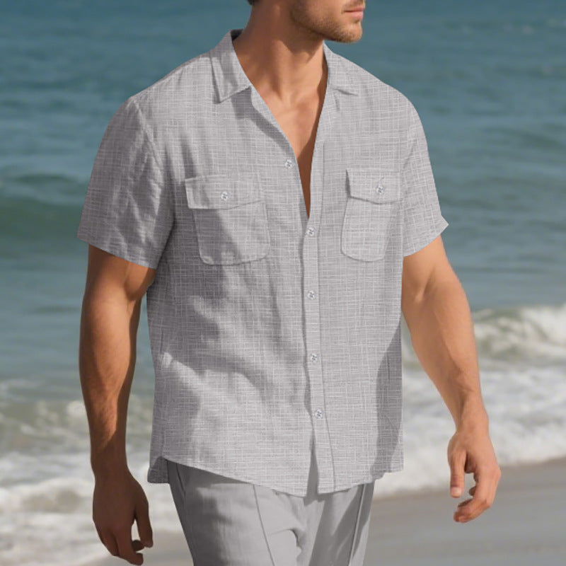 Ignatius Padley | Linen Look Camp Collar Shirt For Men