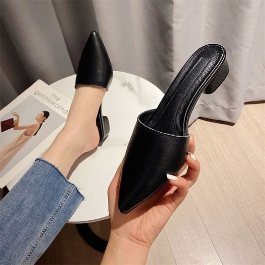Coralie Cresswell | Green Pointed Toe Leather Mules For Women