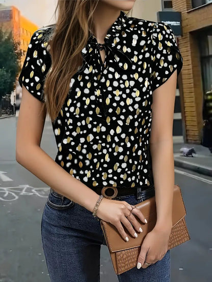 Clara Ashwood | Leopard Print Blouse With Tie-Neck Detail For Women