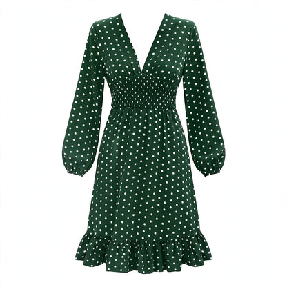 Beatrix Lawson | Polka Dot Midi Dress With Puff Sleeves For Women