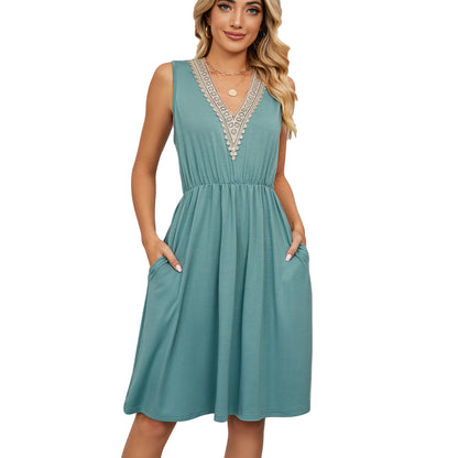 Isla Bennett | Lace Panel A-Line Midi Dress For Women