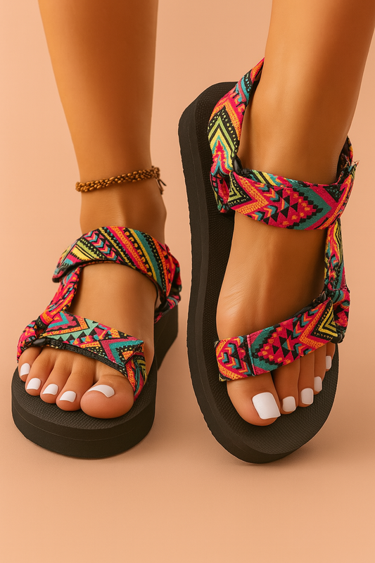 Alinta Fairhurst | Multicolour Aztec Strap Sandals For Women