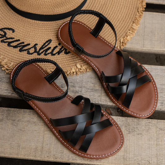 Amaya Garmore | Cross Strap Flat Sandals For Women