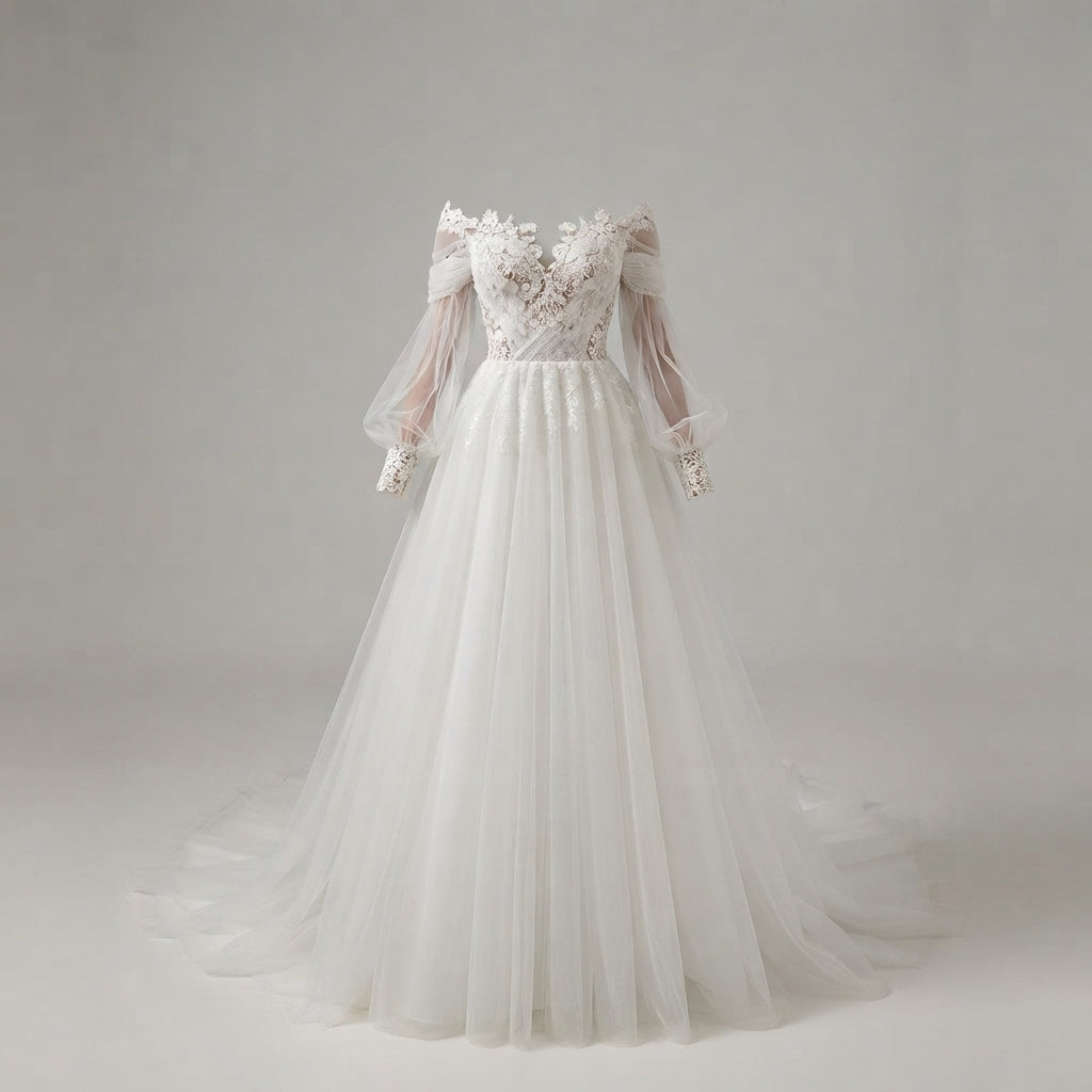 Amelia Hughes | Ivory Lace Ball Gown Wedding Dress For Women