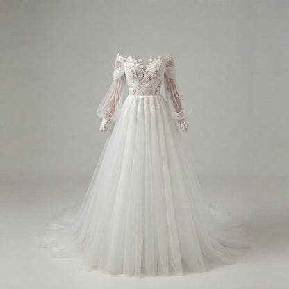 Amelia Hughes | Ivory Lace Ball Gown Wedding Dress For Women