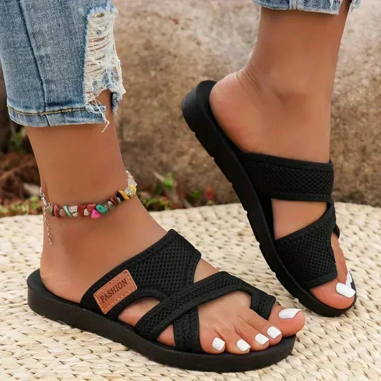Freya Langley | Woven Cross-Strap Sandals For Women