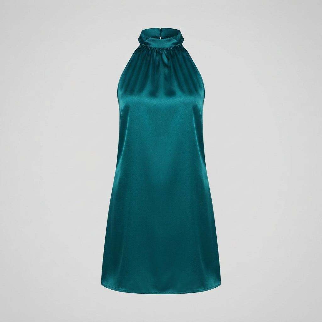 Ashleigh Robertson | Satin Halter-Neck Midi Dress For Women