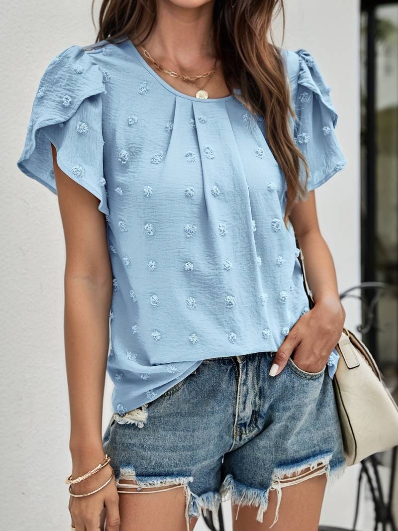 Willow Sheppard | Swiss Dot Blouse With Petal Sleeves