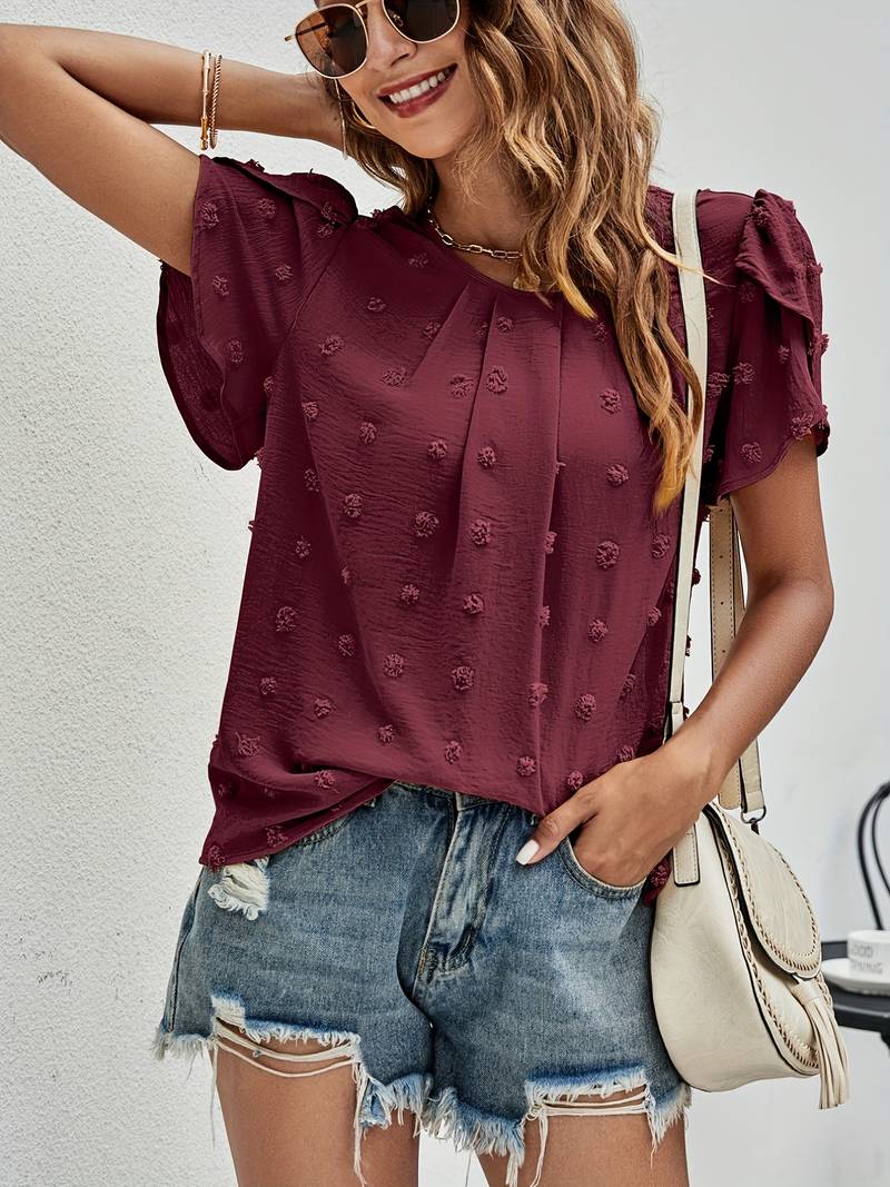 Willow Sheppard | Swiss Dot Blouse With Petal Sleeves