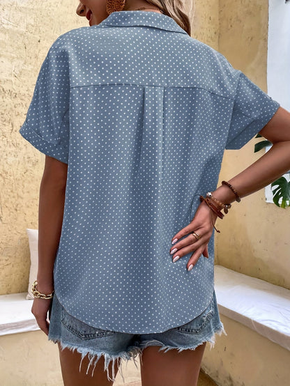 Tegan Ashworth | Polka Dot Button Blouse With Relaxed Fit For Women