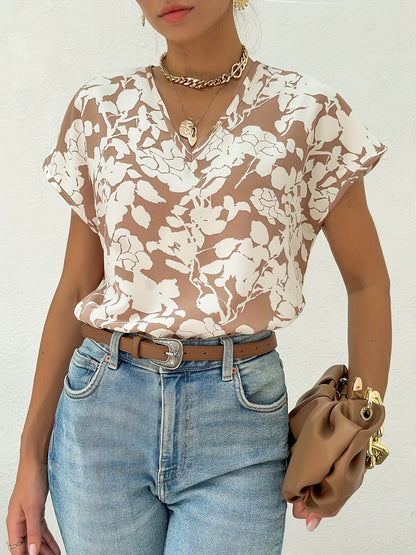 Willow Sheridan | Floral Print V-Neck Blouse For Women