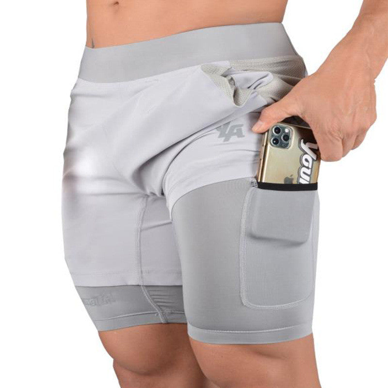 Vance Bracken | Grey Two In One Running Shorts For Men