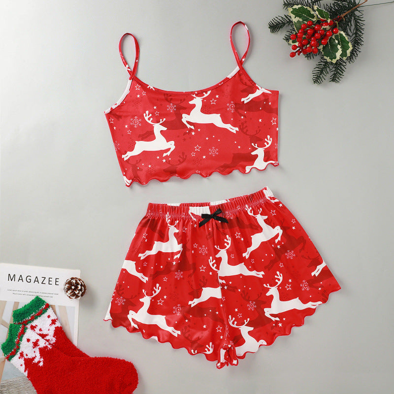 Mistletoe Kiss | Black Santa Baby Print Christmas Pyjamas For Women