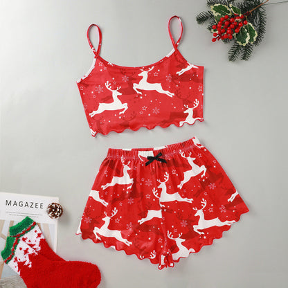 Mistletoe Kiss | Black Santa Baby Print Christmas Pyjamas For Women