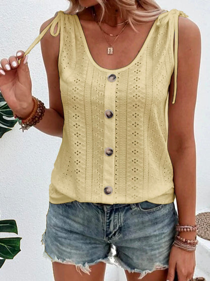 Zara Faulkner | Broderie Anglaise Tie-Strap Tank Top For Women