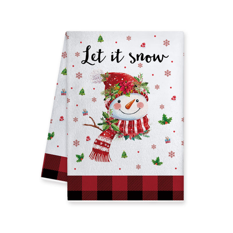 Holly Sprig | Red Buffalo Plaid Trim Christmas Kitchen Towel Unisex