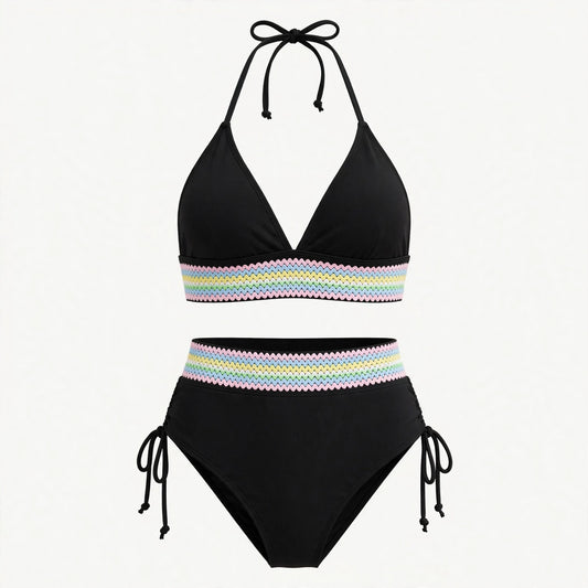 Lowri Cheswick | Black Bikini With Woven Waistband For Women