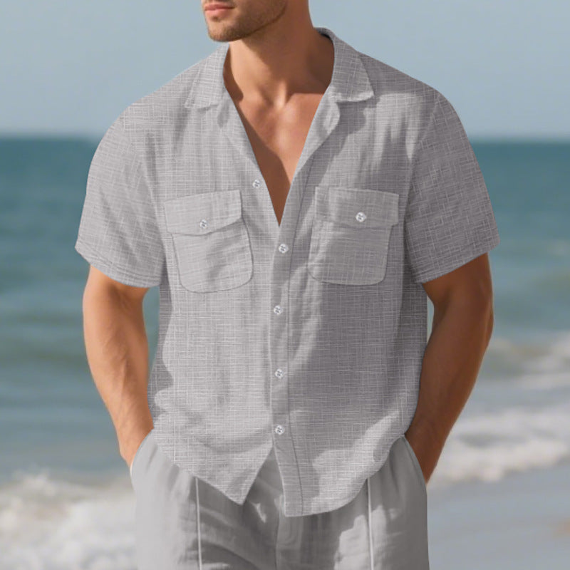 Ignatius Padley | Linen Look Camp Collar Shirt For Men