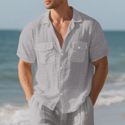 Ignatius Padley | Linen Look Camp Collar Shirt For Men