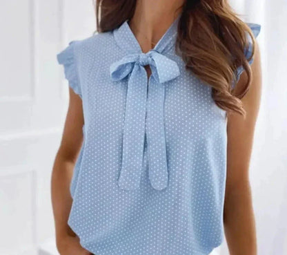 Eliza Sheffield | Polka Dot Bow-Tie Blouse For Women