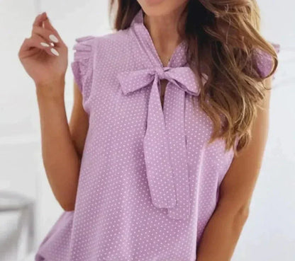 Eliza Sheffield | Polka Dot Bow-Tie Blouse For Women