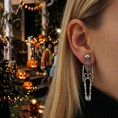 Charlotte Ravensworth | Silver Skeleton Drop Earrings For Women