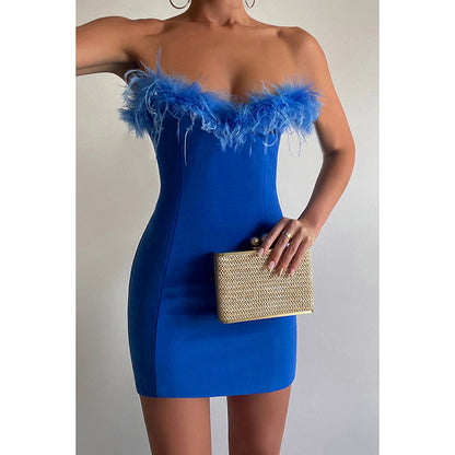 Grace Anderson | Feather Trim Cocktail Dress For Women
